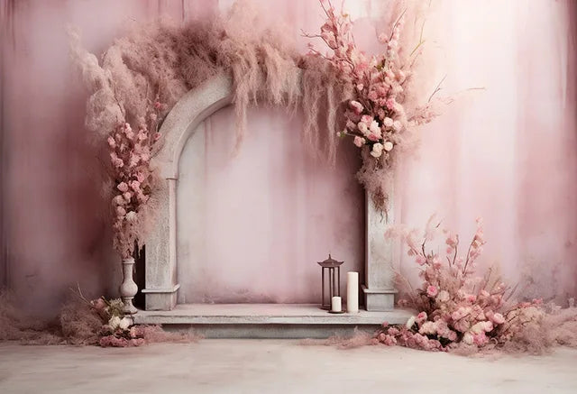 Pink Wedding Floral Backdrops Photography Birthday Decor Photo Background