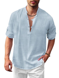 Men's Full Size Button Detail Roll-Tab Sleeve Top Plus Size Luxurious Weddings