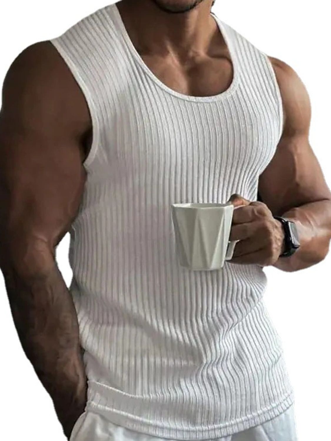 Men's Full Size Ribbed Round Neck Tank Plus Size Singlets Luxurious Weddings