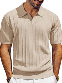 Men's Full Size Textured Collared Neck Short Sleeve Polo Plus Size Polo shirt Luxurious Weddings