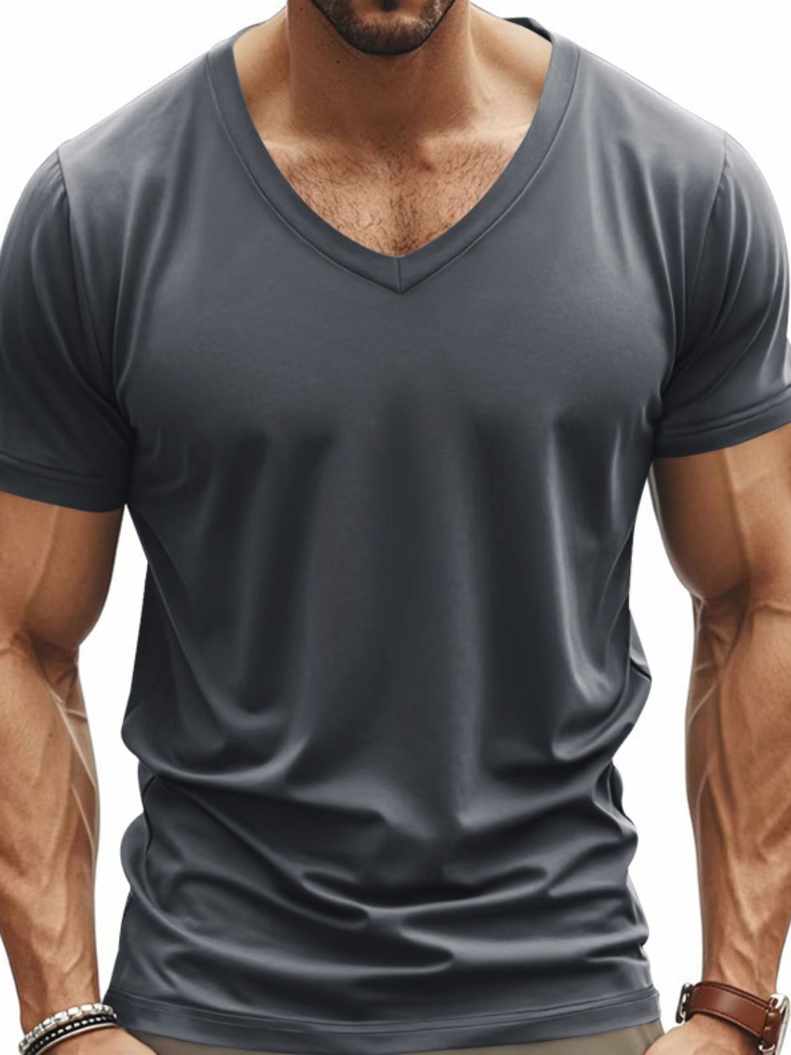 Men's Full Size V-Neck Short Sleeve T-Shirt Plus Size Tshirts Luxurious Weddings