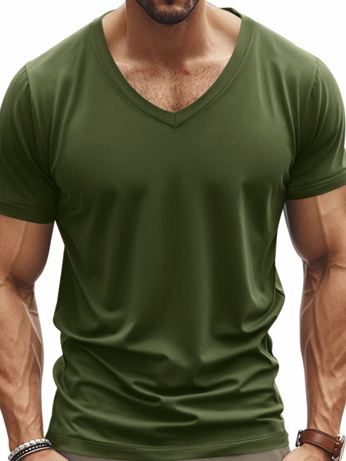 Men's Full Size V-Neck Short Sleeve T-Shirt Plus Size Tshirts Luxurious Weddings