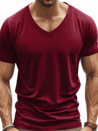Men's Full Size V-Neck Short Sleeve T-Shirt Plus Size Tshirts Luxurious Weddings