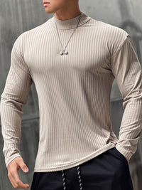 Men's Mock Neck Long Sleeve T-Shirt Tshirts Luxurious Weddings