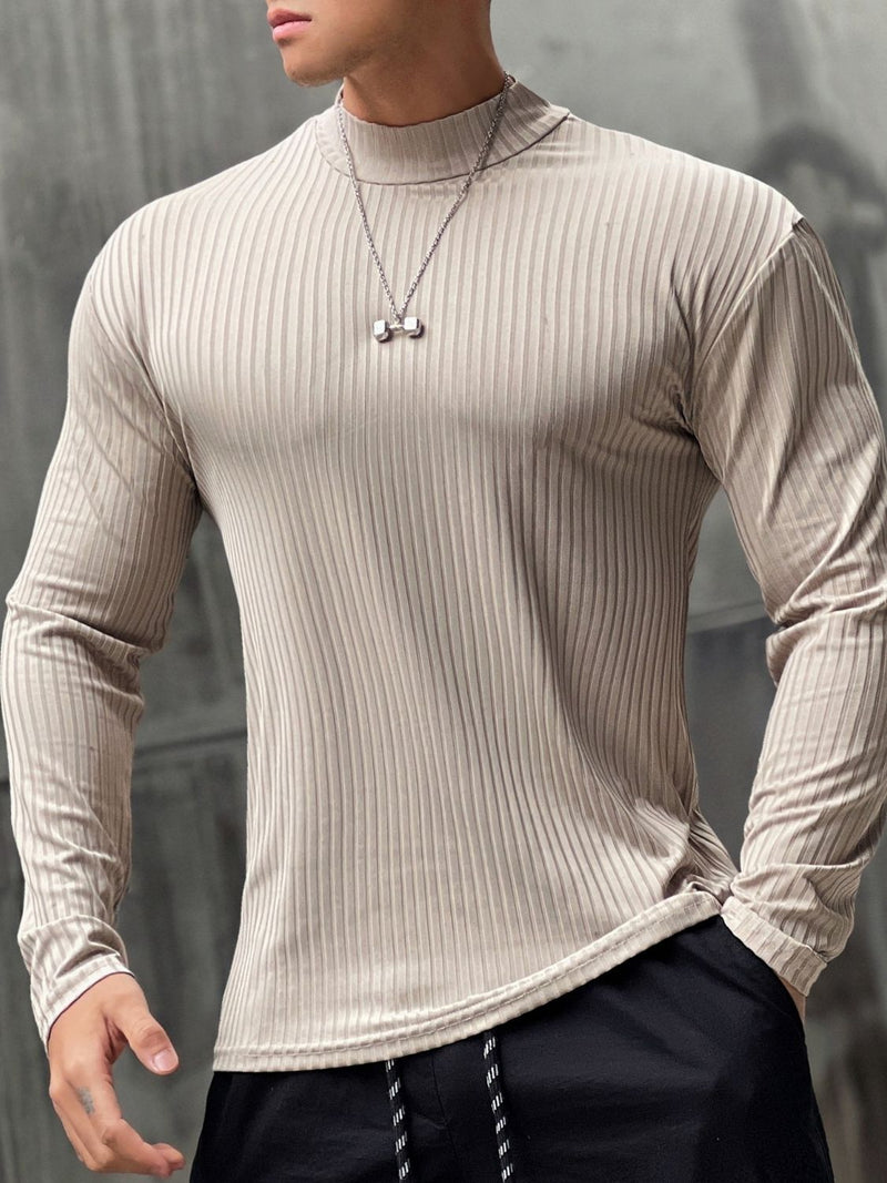 Men's Mock Neck Long Sleeve T-Shirt Tshirts Luxurious Weddings