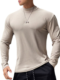 Men's Mock Neck Long Sleeve T-Shirt Tshirts Luxurious Weddings
