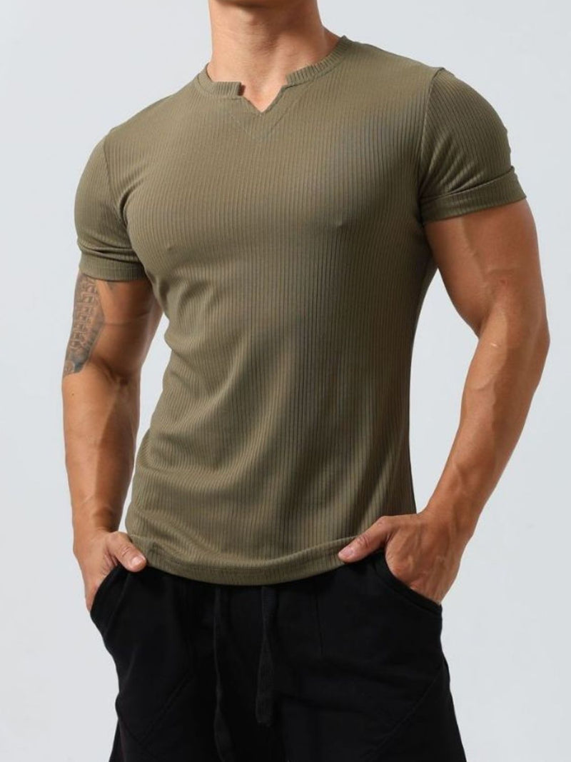 Men's Plus Size Notched Short Sleeve T-Shirt Tshirts Luxurious Weddings