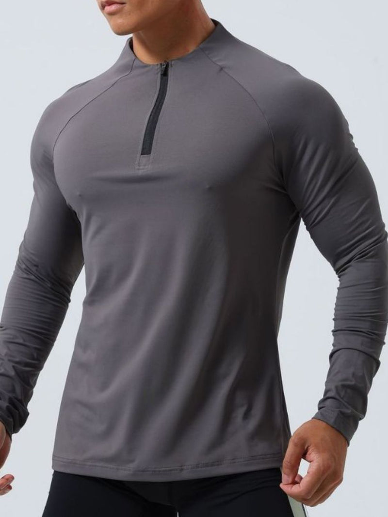 Men's Plus Size Quarter Zip Long Sleeve Top Long sleeved Luxurious Weddings