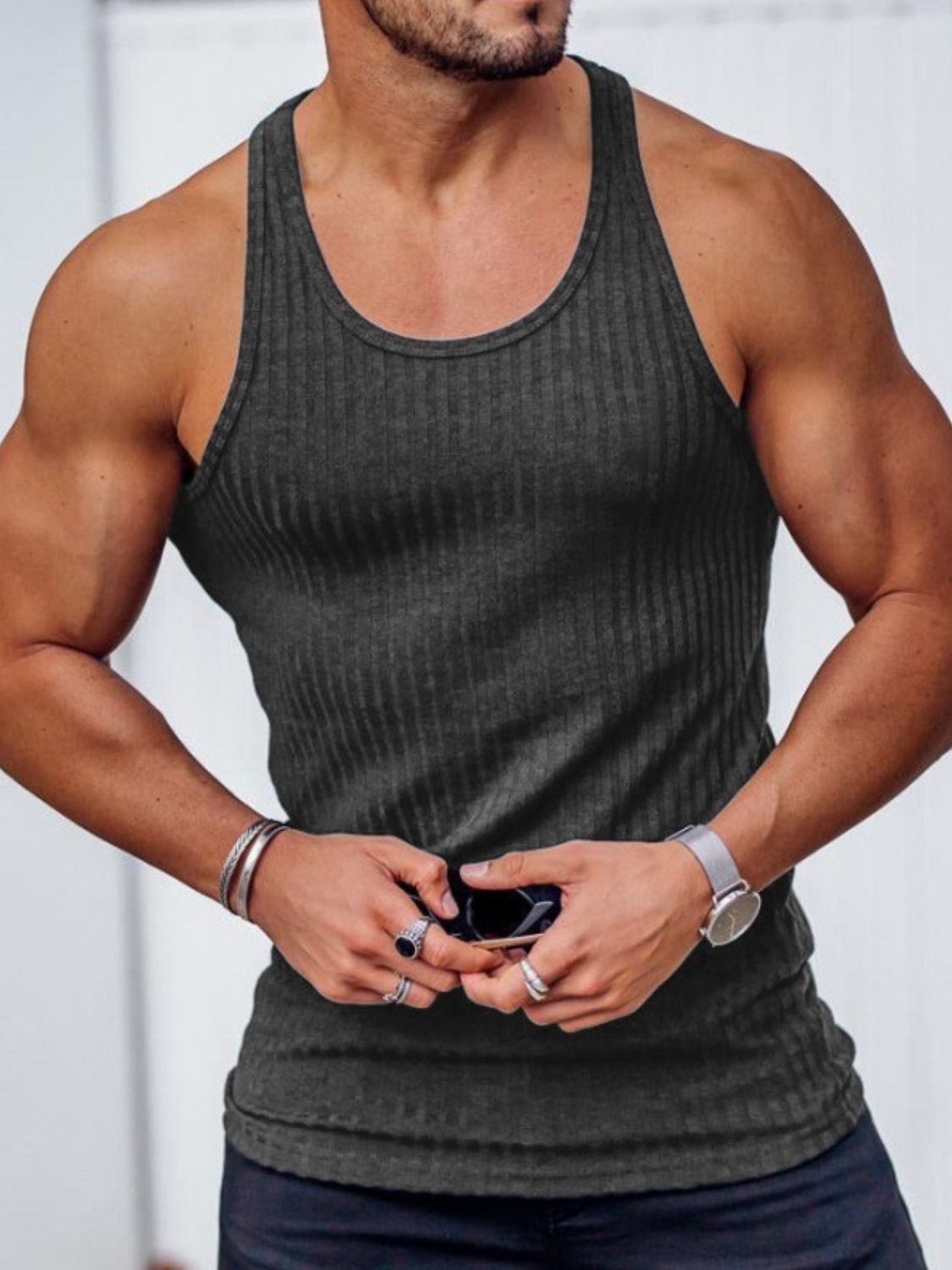 Men's Plus Size Round Neck Tank Singlets Luxurious Weddings