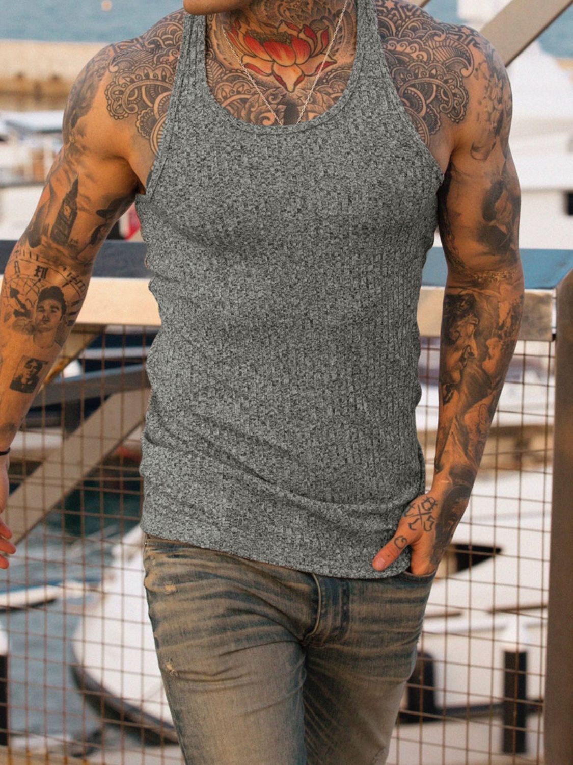 Men's Plus Size Round Neck Tank Singlets Luxurious Weddings