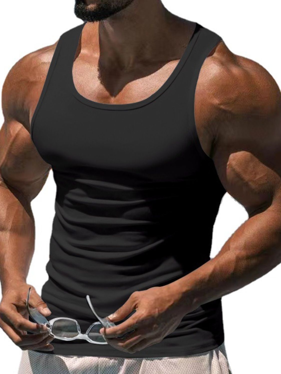 Men's Plus Size Wide Strap Tank Singlets Luxurious Weddings