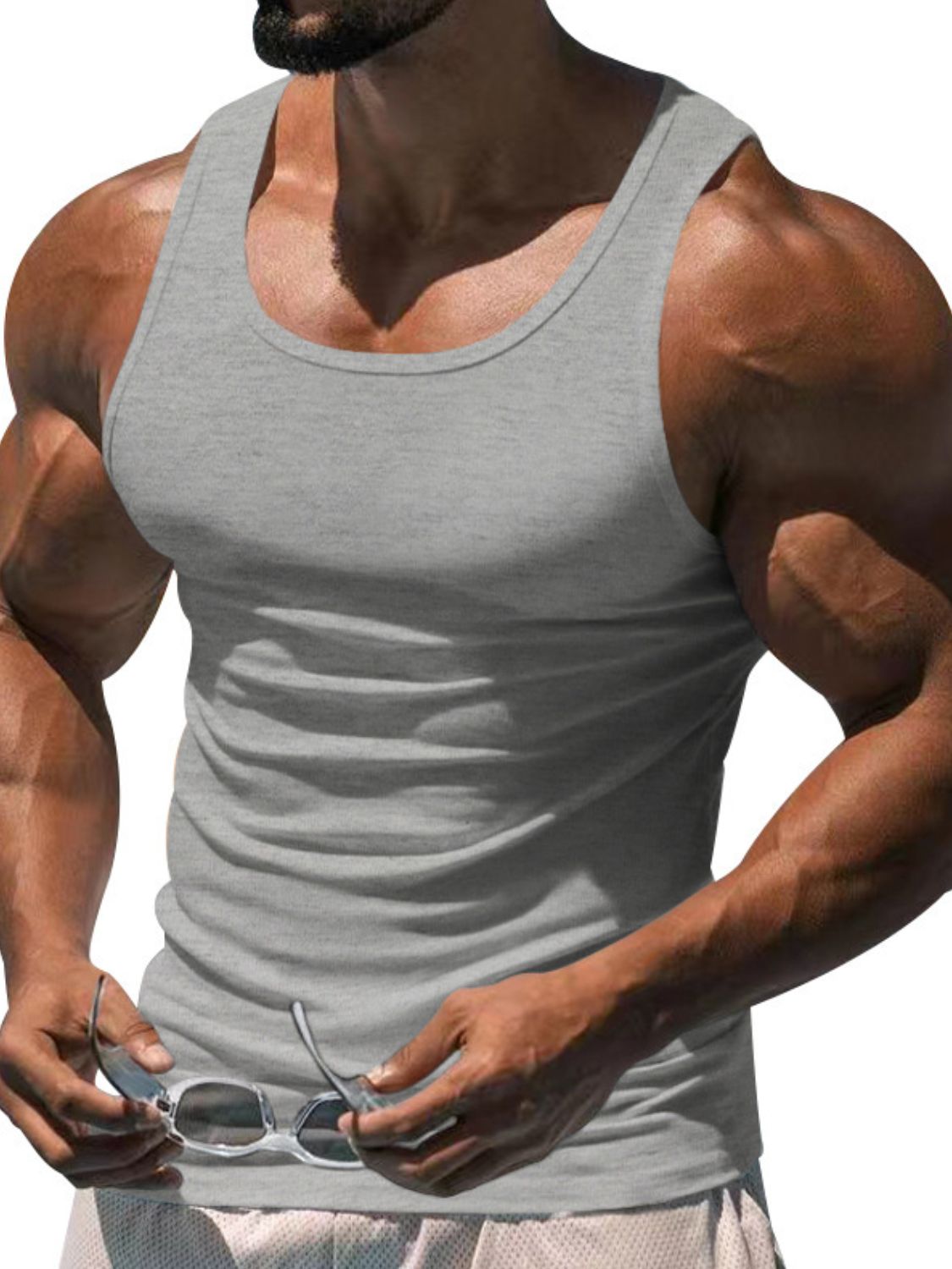 Men's Plus Size Wide Strap Tank Singlets Luxurious Weddings