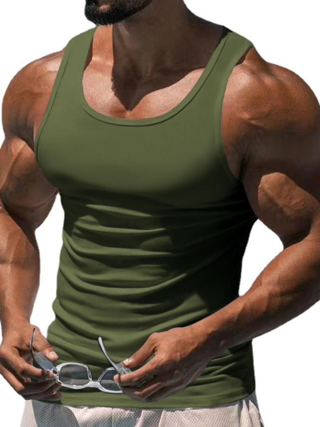 Men's Plus Size Wide Strap Tank Singlets Luxurious Weddings