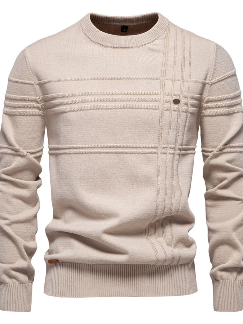 Men's Round Neck Striped Sweater Sweatshirt Luxurious Weddings