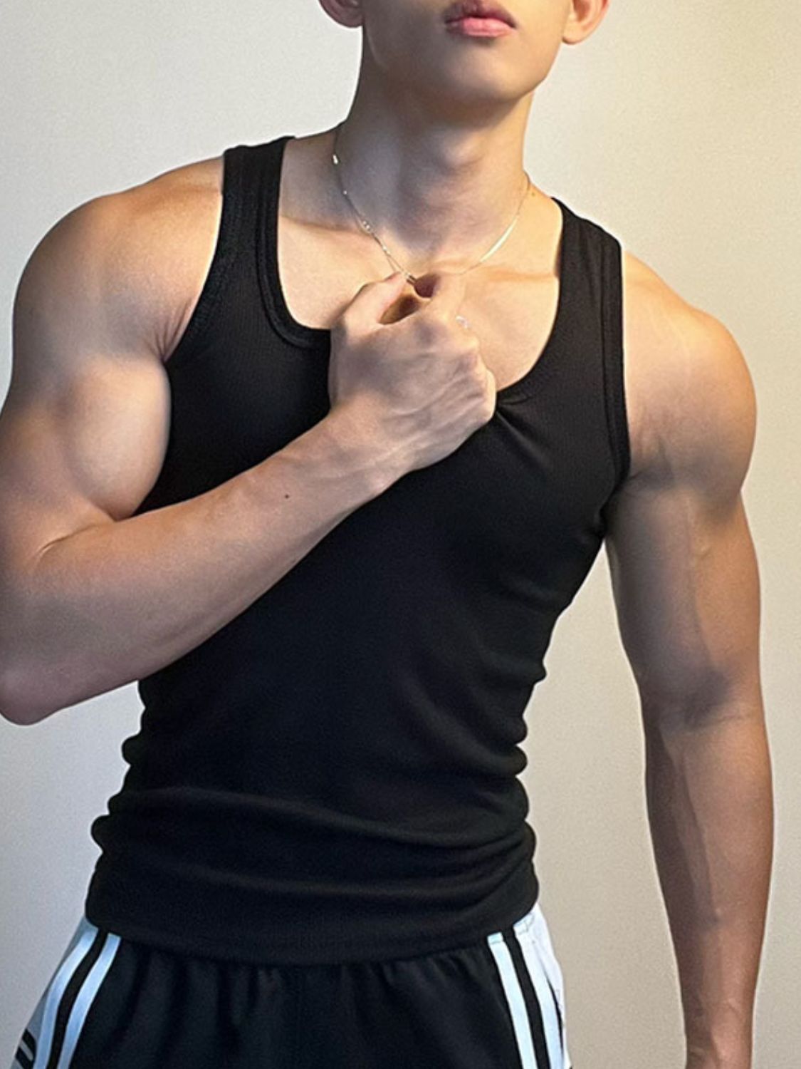 Men's Square Neck Wide Strap Tank Singlet Luxurious Weddings