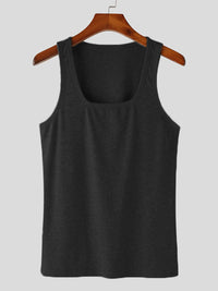 Men's Square Neck Wide Strap Tank Singlet Luxurious Weddings