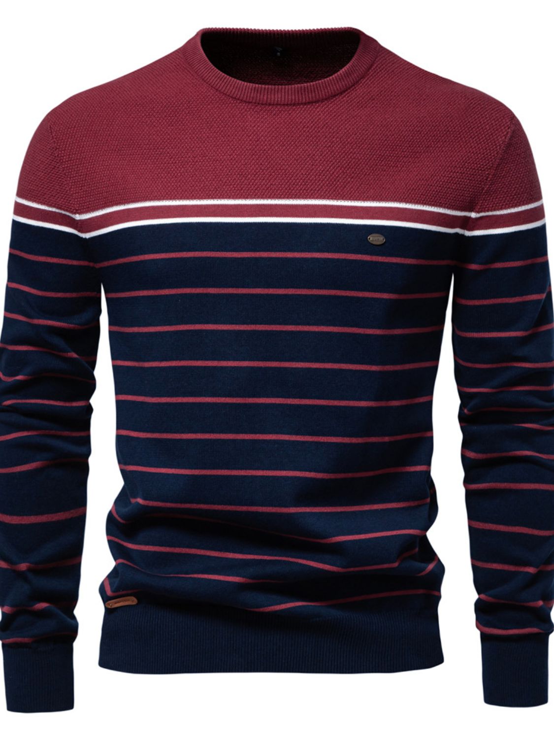 Men's Striped Round Neck Long Sleeve Sweater Sweatshirt Luxurious Weddings