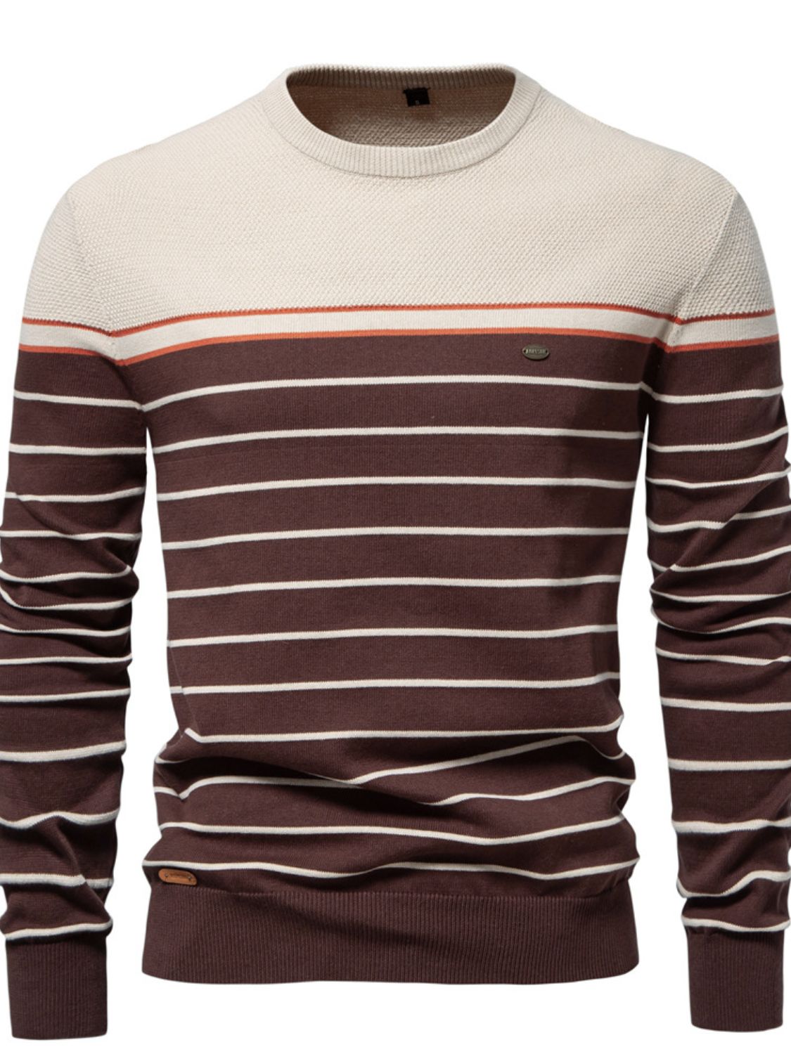 Men's Striped Round Neck Long Sleeve Sweater Sweatshirt Luxurious Weddings