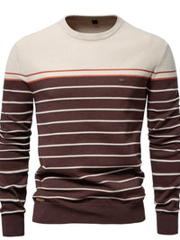 Men's Striped Round Neck Long Sleeve Sweater Sweatshirt Luxurious Weddings