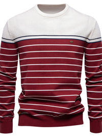 Men's Striped Round Neck Long Sleeve Sweater Sweatshirt Luxurious Weddings