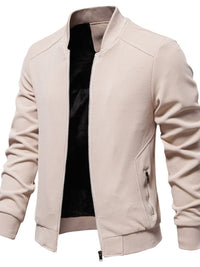 Men's Waffle Knit Baseball Collar Zip Up Jacket Jacket Luxurious Weddings