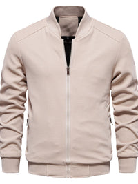 Men's Waffle Knit Baseball Collar Zip Up Jacket Jacket Luxurious Weddings
