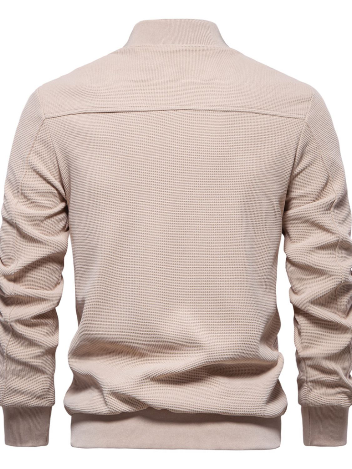 Men's Waffle Knit Baseball Collar Zip Up Jacket Jacket Luxurious Weddings