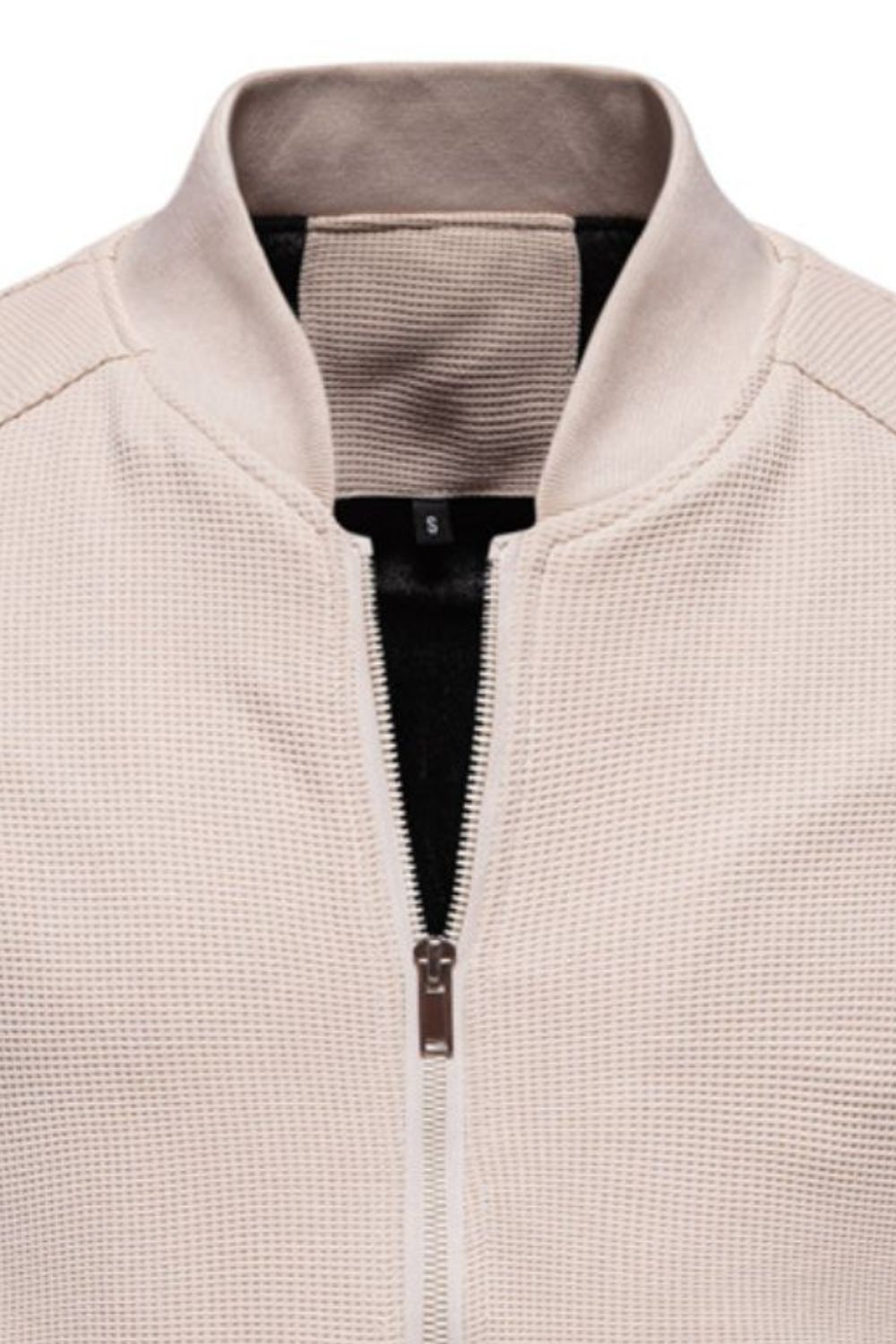 Men's Waffle Knit Baseball Collar Zip Up Jacket Jacket Luxurious Weddings