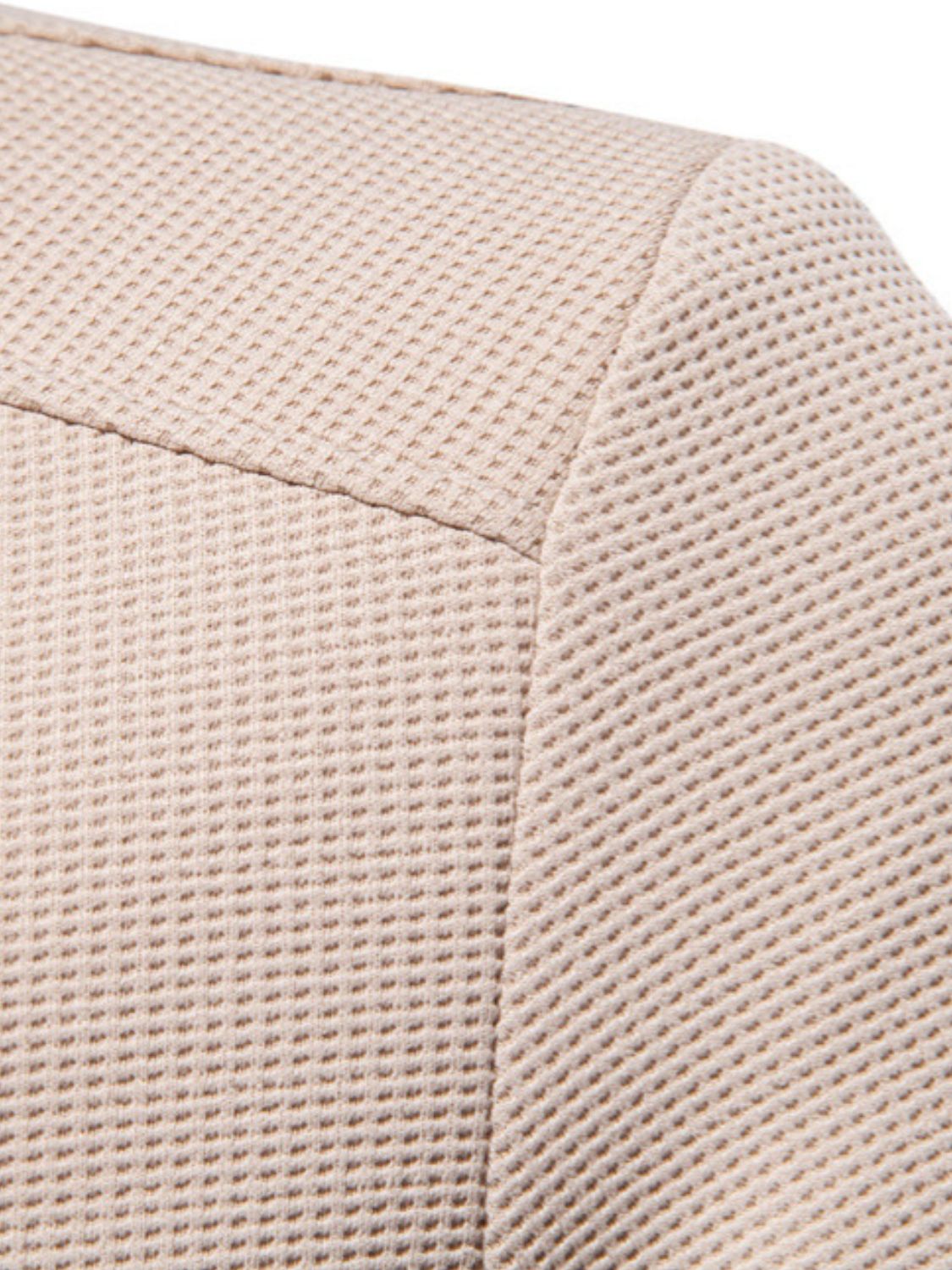 Men's Waffle Knit Baseball Collar Zip Up Jacket Jacket Luxurious Weddings