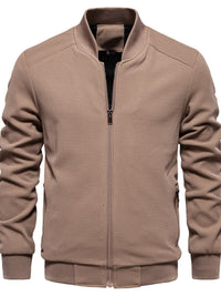 Men's Waffle Knit Baseball Collar Zip Up Jacket Jacket Luxurious Weddings