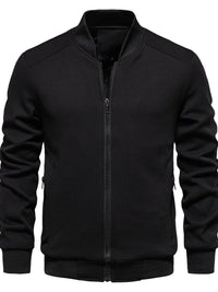 Men's Waffle Knit Baseball Collar Zip Up Jacket Jacket Luxurious Weddings