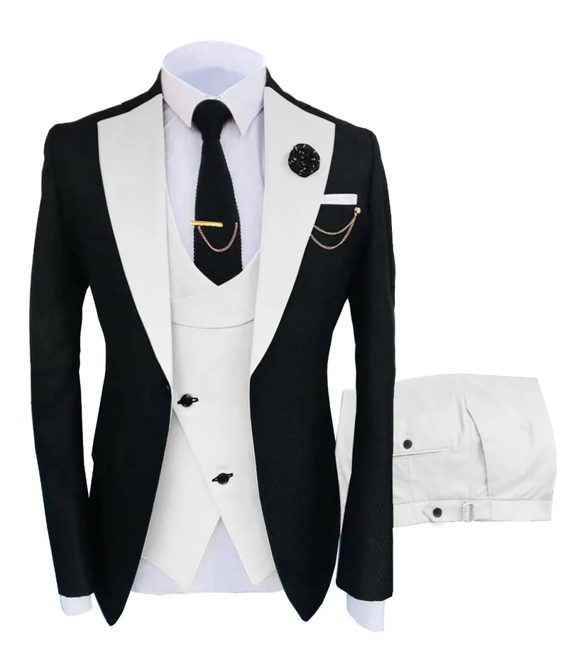 Groomsmen 3pc Regular Fit Tuxedo | White tuxedo Luxurious Weddings