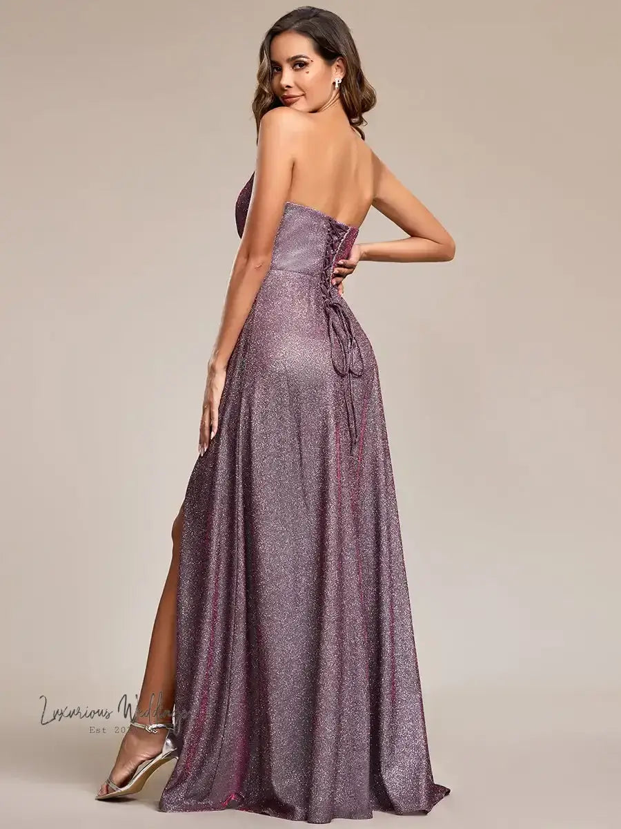 Gorgeous Metallic Rose Evening Dress Evening Dress Luxurious Weddings