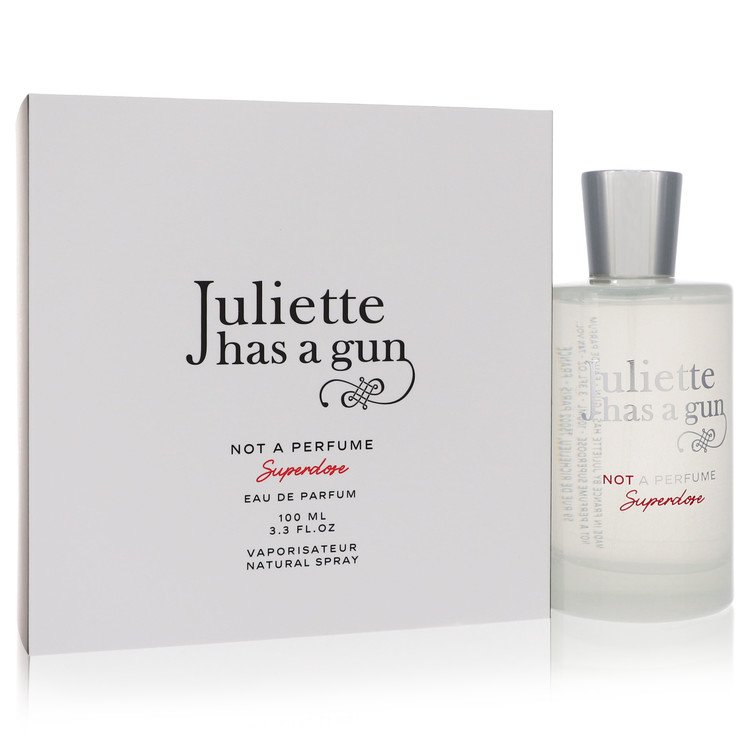 Not A Perfume Superdose Eau De Parfum Spray (Unisex) by Juliette Has A Gun 100 ml bottle and box displayed.