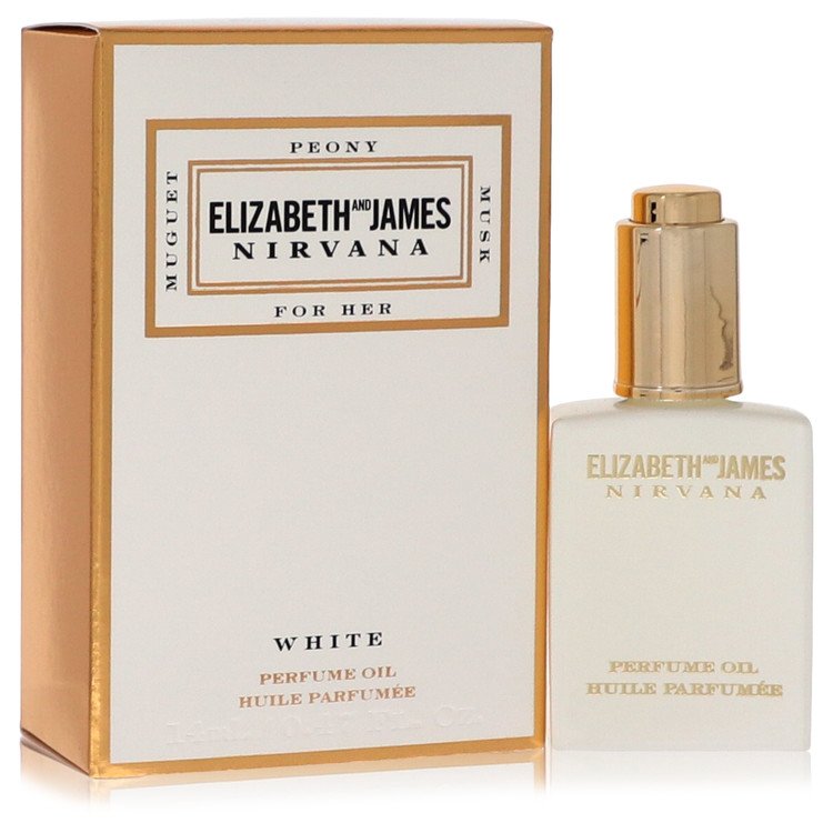 Nirvana White Perfume Oil by Elizabeth And James 14 ml with elegant packaging, a sweet floral fragrance.