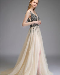 Natalie Side Split Backless Gown prom dress Luxurious Weddings