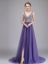 Natalie Side Split Backless Gown prom dress Luxurious Weddings