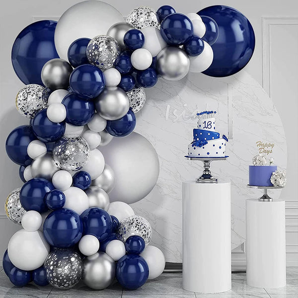 Navy Blue White Balloons Arch Garland Kit Balloon Garlands