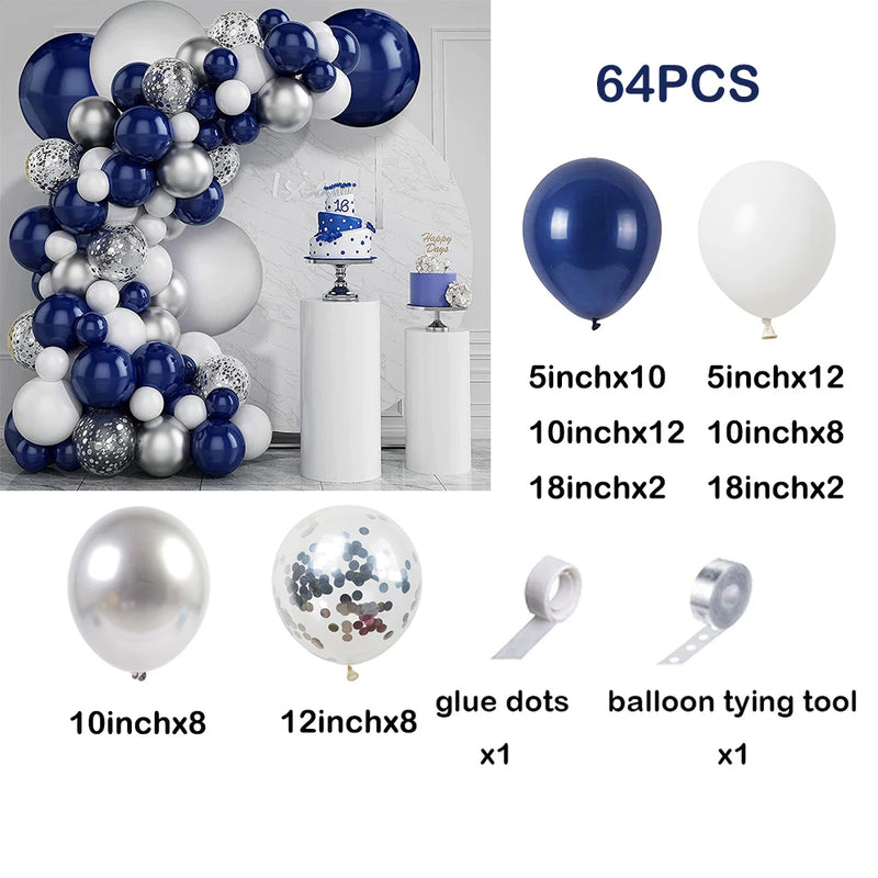 Navy Blue White Balloons Arch Garland Kit Balloon Garlands Luxurious Weddings