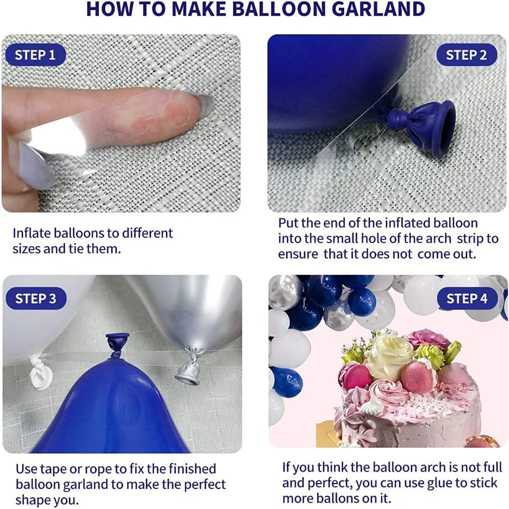 Navy Blue White Balloons Arch Garland Kit Balloon Garlands