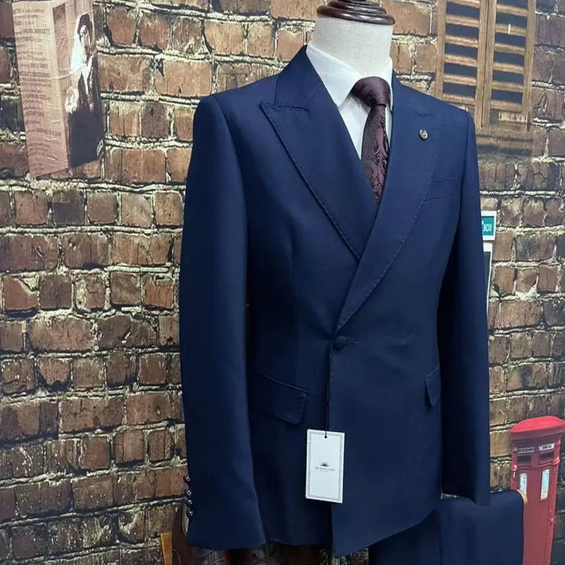 2pc Custom Men's Business Suit | Navy Mens Suits Luxurious Weddings