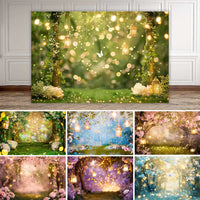 Enchanted Forest Backdrop Fairy Tale Magic Tree Flower Girl Birthday Party Photography Wonderland Wedding Background Photography Backdrops