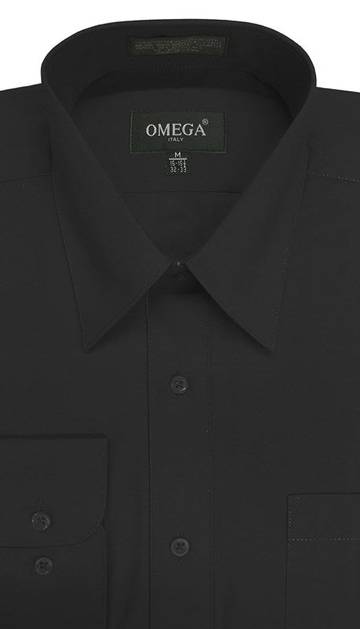 a black dress shirt with a black collar