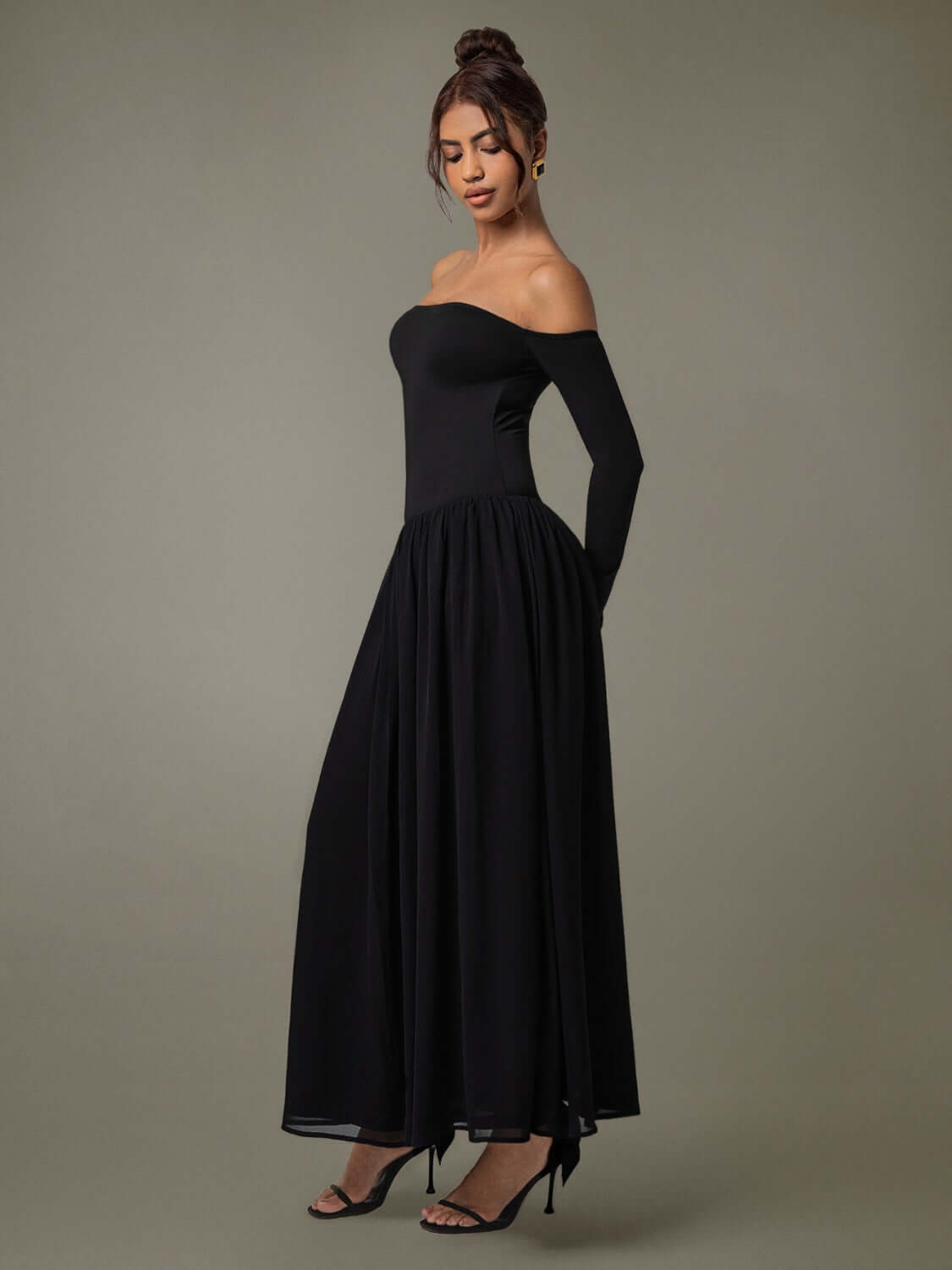 Off Shoulder Long Sleeve Maxi Dress dress Luxurious Weddings