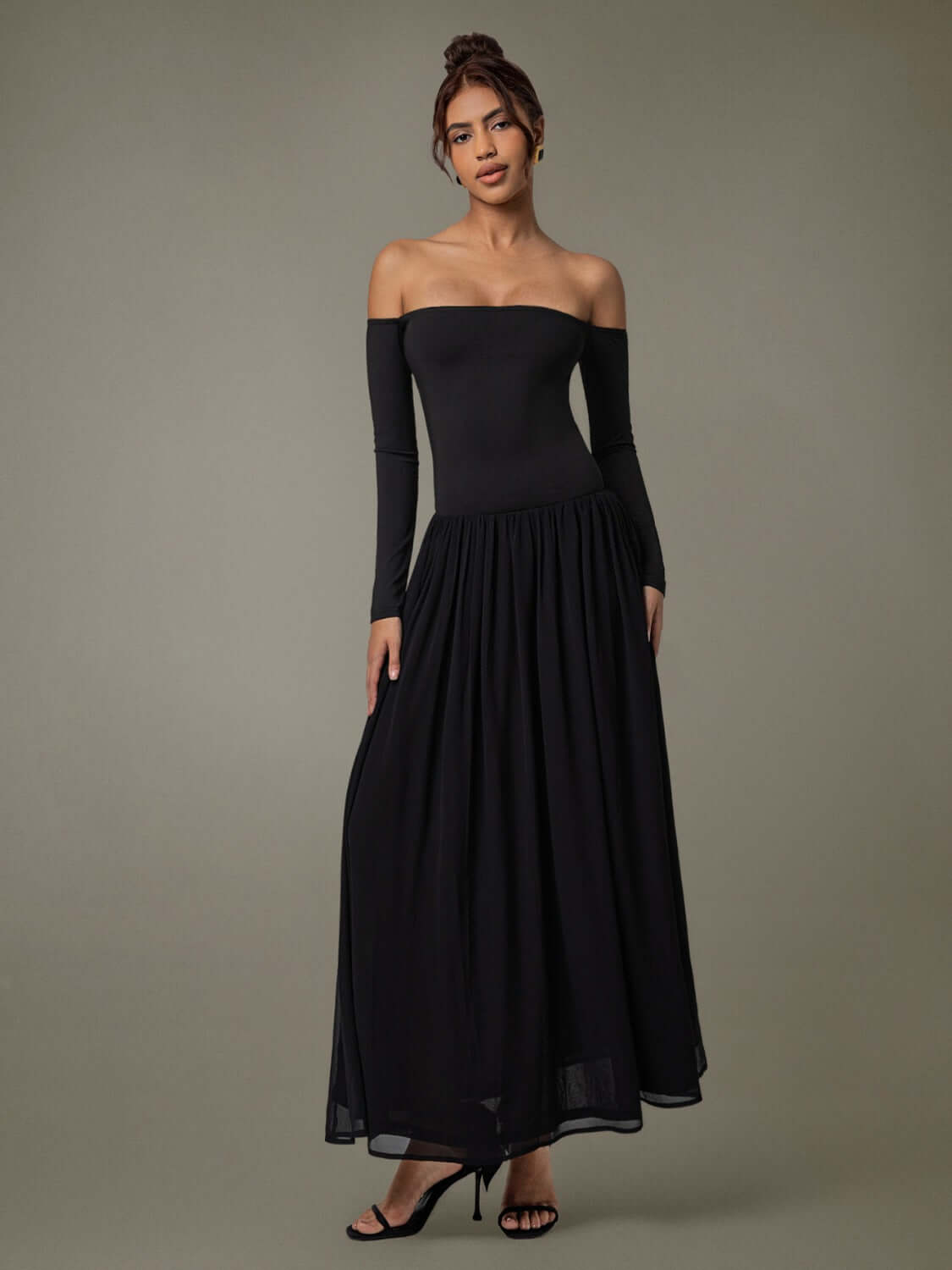 Off Shoulder Long Sleeve Maxi Dress dress Luxurious Weddings