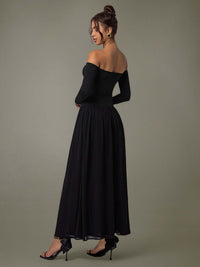 Off Shoulder Long Sleeve Maxi Dress dress Luxurious Weddings
