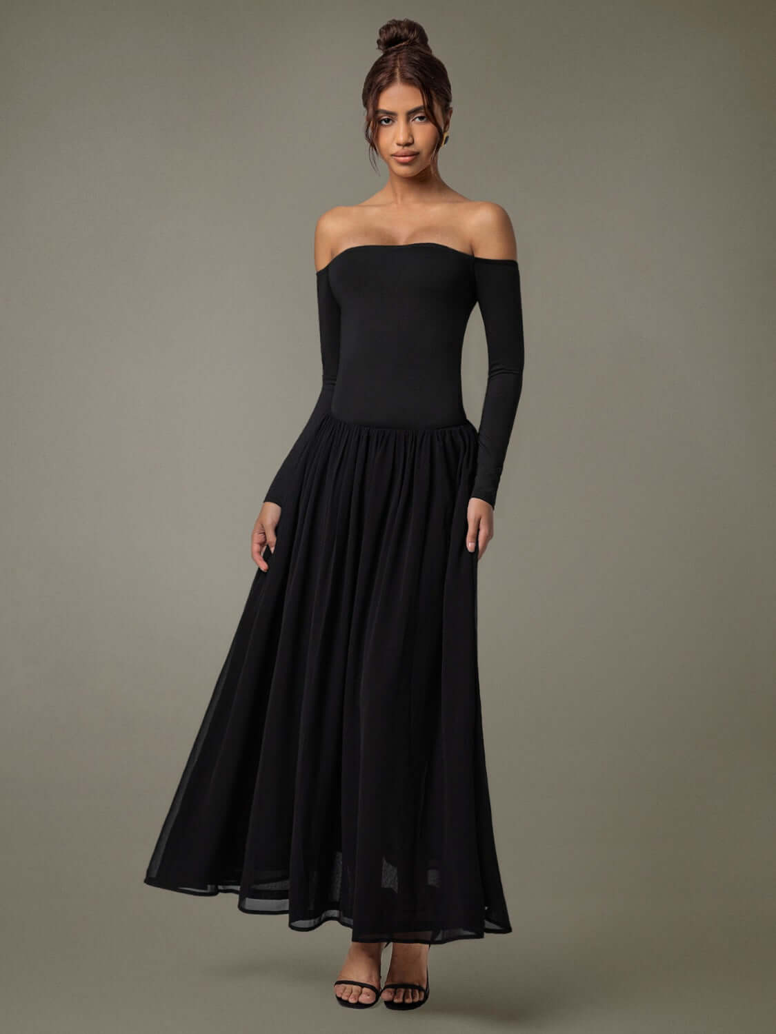 Off Shoulder Long Sleeve Maxi Dress dress Luxurious Weddings