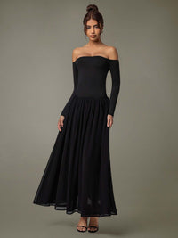 Off Shoulder Long Sleeve Maxi Dress dress Luxurious Weddings