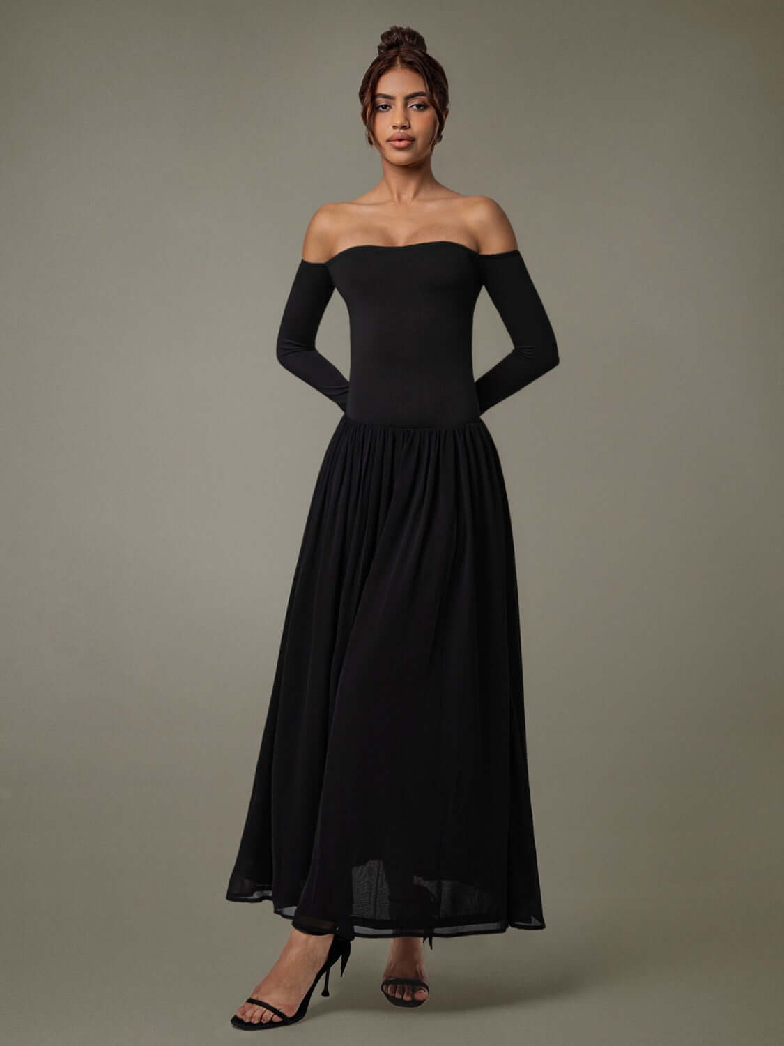 Off Shoulder Long Sleeve Maxi Dress dress Luxurious Weddings