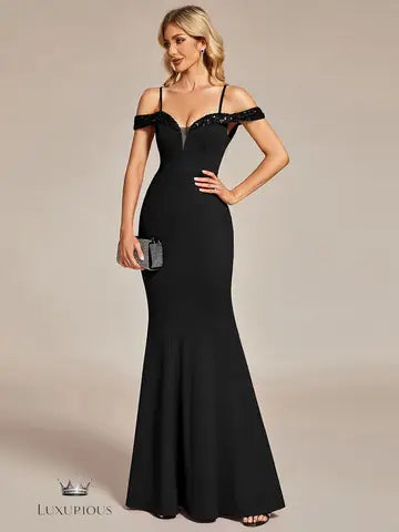 Off Shoulder Mermaid Sequin Evening Dress Sequin dress Luxurious Weddings